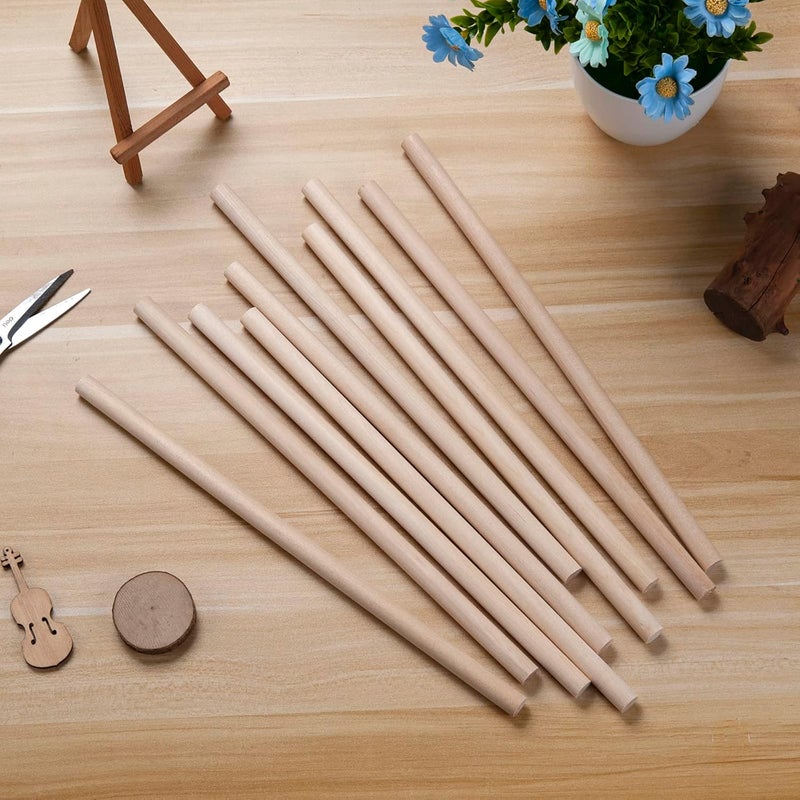 Coowayze Wooden Dowel Rods Wood Dowels, 10PCS 1/2 x 12 Round Wooden Sticks for Crafts, Macrame Dowels, Unfinished Hardwood Sticks for Crafting, Arts and DIYers, Tiered Cake Support and Wedding Ribbon Wands - Image 5